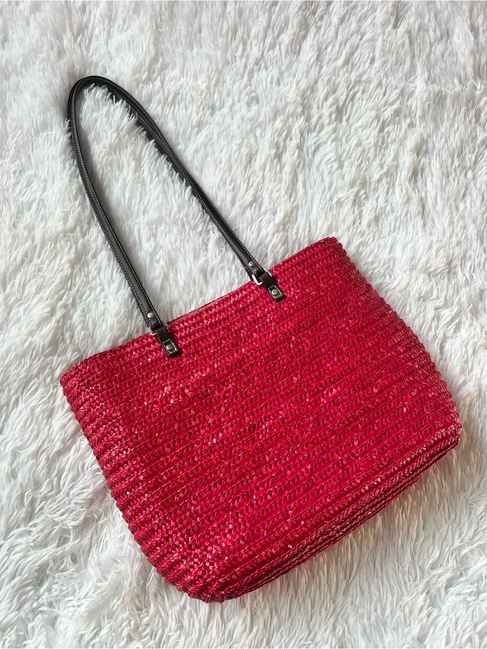 Pink Woven Tote Bag